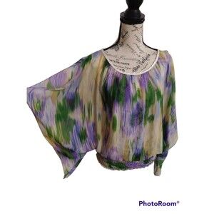 Isabel Rodriguez cold shoulder wide sleeve top Boho Sheer